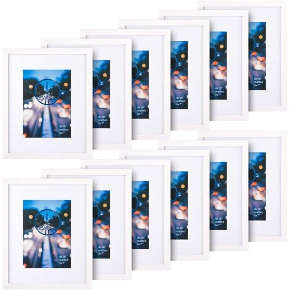 8x10 White Picture Frame 12PCs - 5x7 Picture Frame With Mat or 8x10 Without Mat